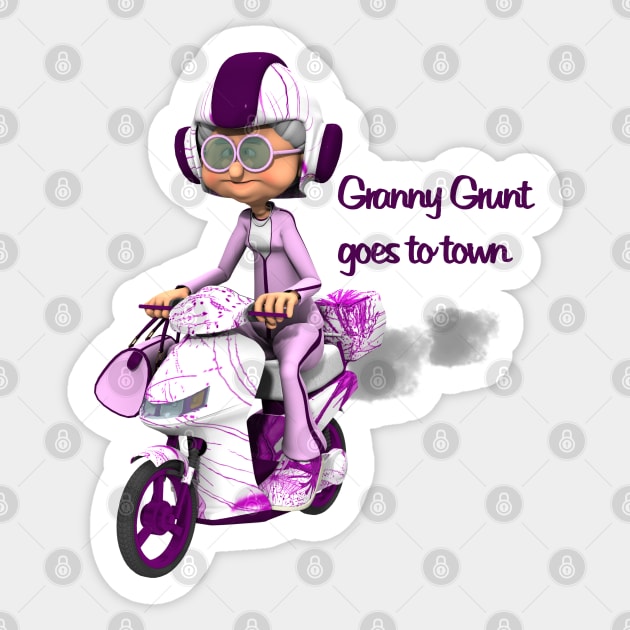 Granny Grunt Goes To Town Sticker by 2HivelysArt